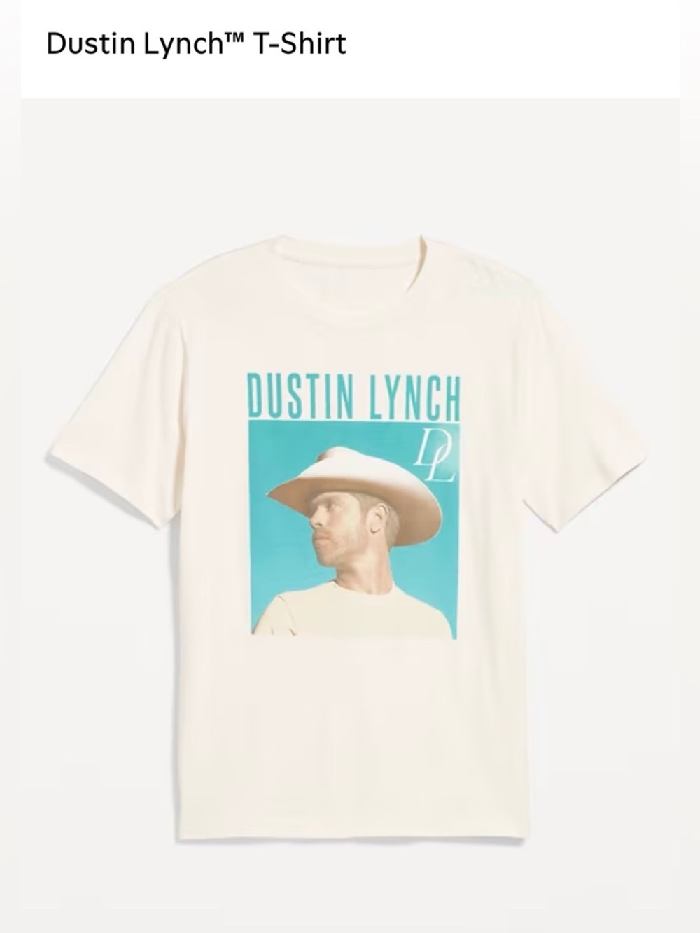 NWT Dustin Lynch Graphic Tee - Cream with Teal Print size Large
